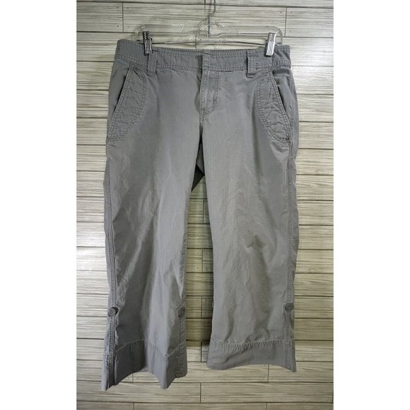 The North Face Cargo Capri Pants Womens Sz 10 Rip Stop Hiking Cropped‎ Gray - Picture 1 of 9